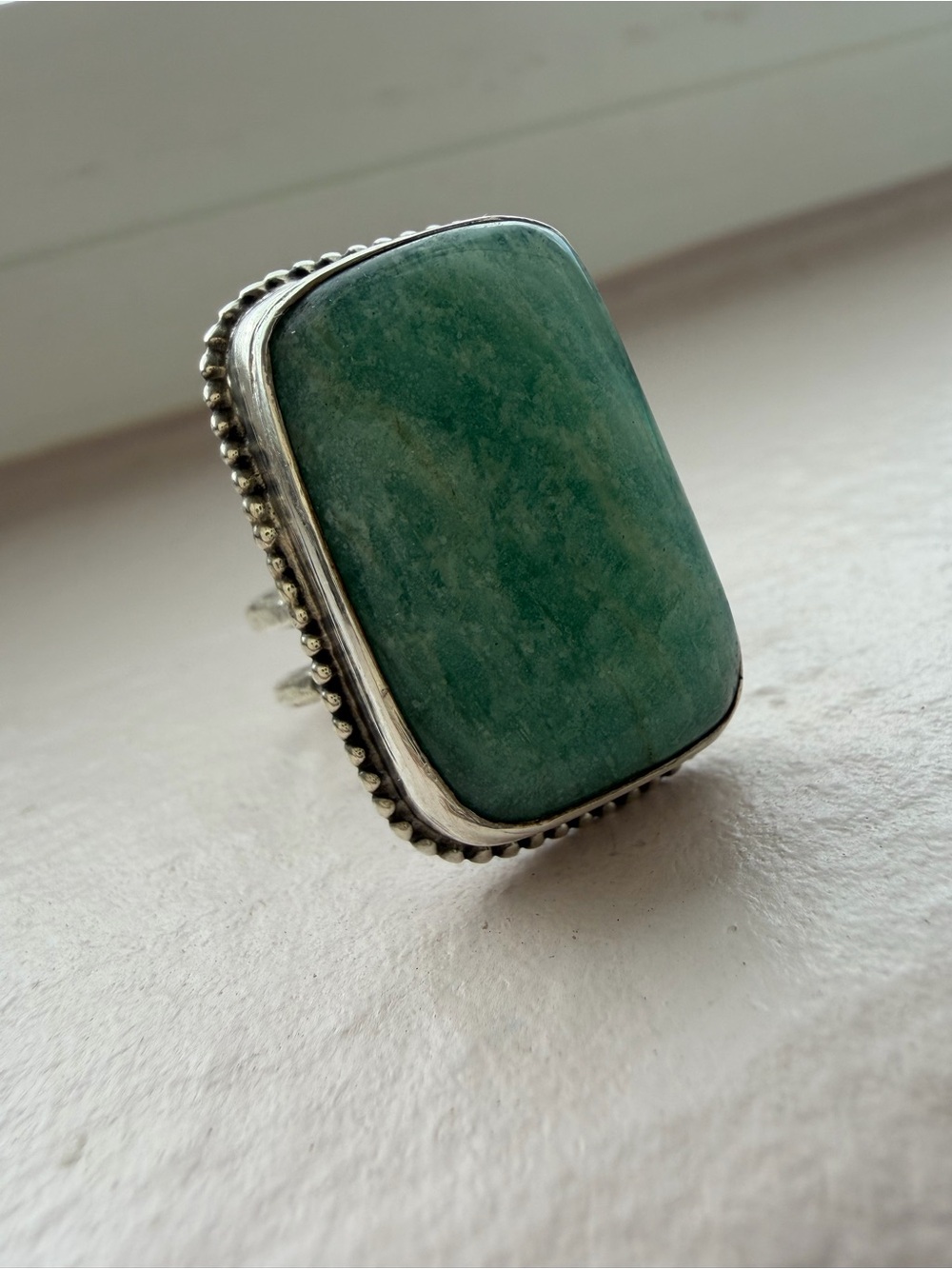 Green Amazonite, Sterling-925 Statement Ring